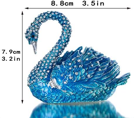 YU FENG Blue Swan Jewelry Trinket Box Collectible Figurine