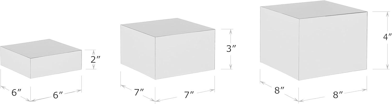 Red Co Glossy Silver Acrylic Cube Display Risers - 3 Pack