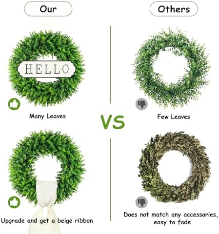 DDHS 24 Inch Artificial Boxwood Wreath for Front Door