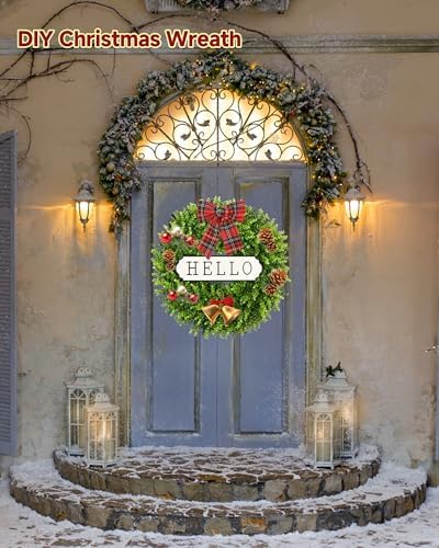 DDHS 24 Inch Artificial Boxwood Wreath for Front Door