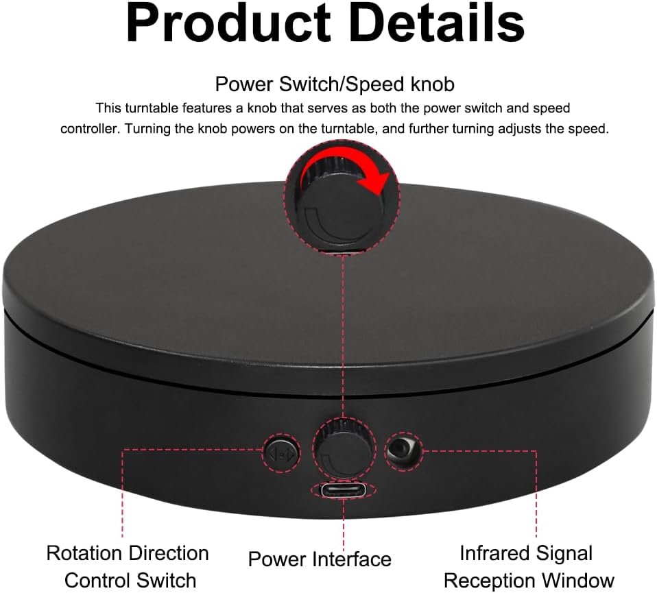 ComXim Motorized Rotating Display Stand with Knob and Remote Control