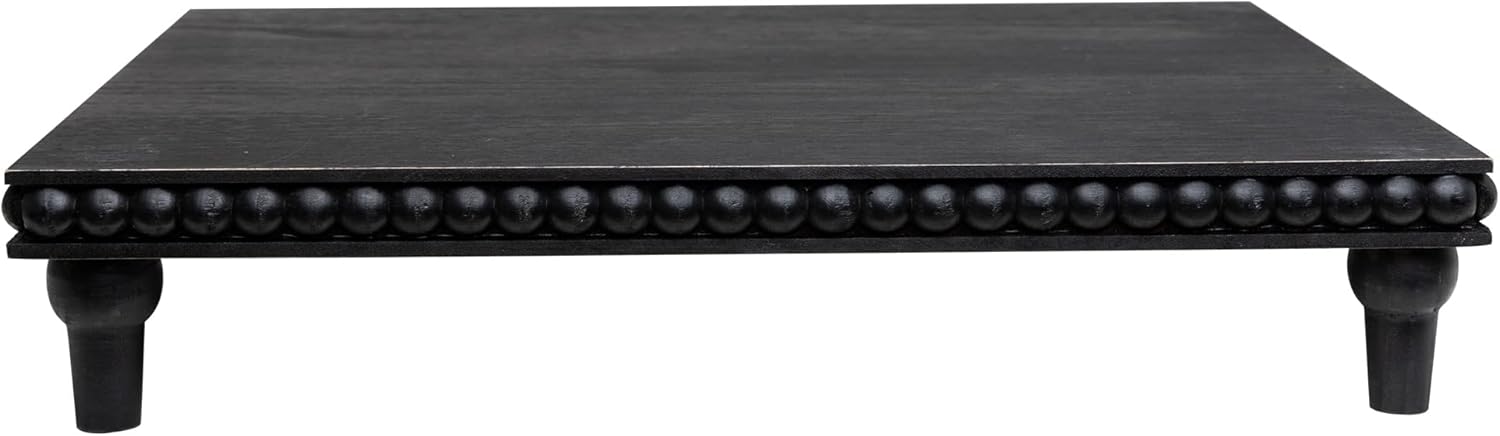 GENMOUS Farmhouse Wood Display Stand 3-Tier Beaded Pedestal