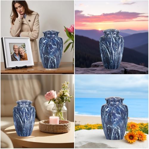 Premium Blue Marble Urn for Human Ashes