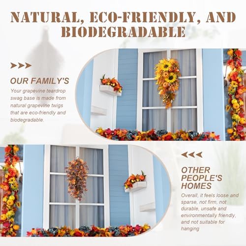 Grapevine Teardrop Swag Base 2 Pack for DIY Decor