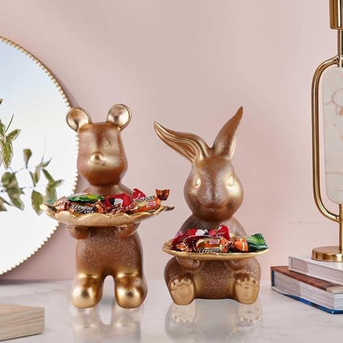 SILKBYTE Golden Rabbit Decorative Showpiece Pair