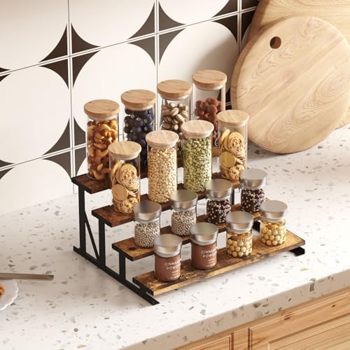 Lifewit 4 Tier Wooden Display Riser with Metal Stand