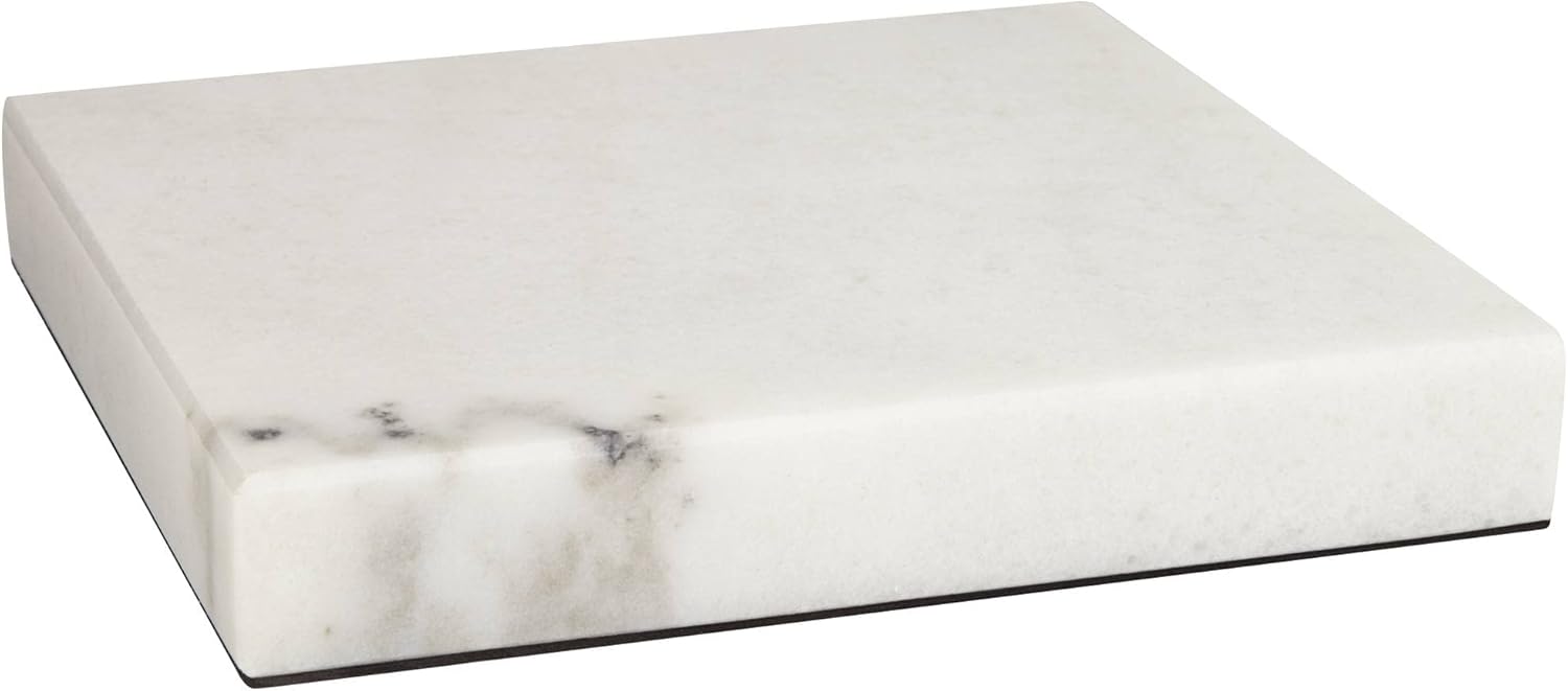 360 Lighting 8 Inch Square Lamp Riser White Marble