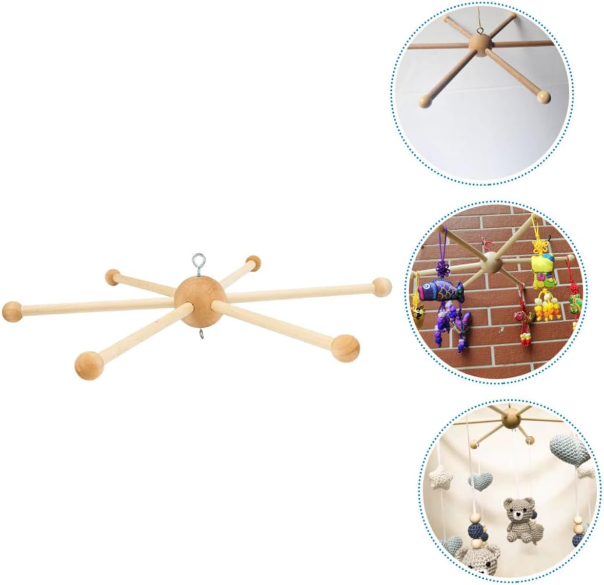 DIY Wind Chime Mobile Wooden Frame 6-Legged Decor