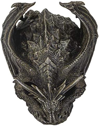Spiral Dark Gothic Draco Dragon on Mutated Skull Figurine