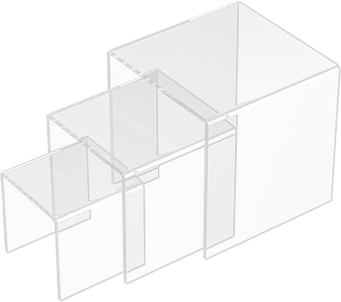 3pcs Square Acrylic Display Risers for Collectibles and Decor