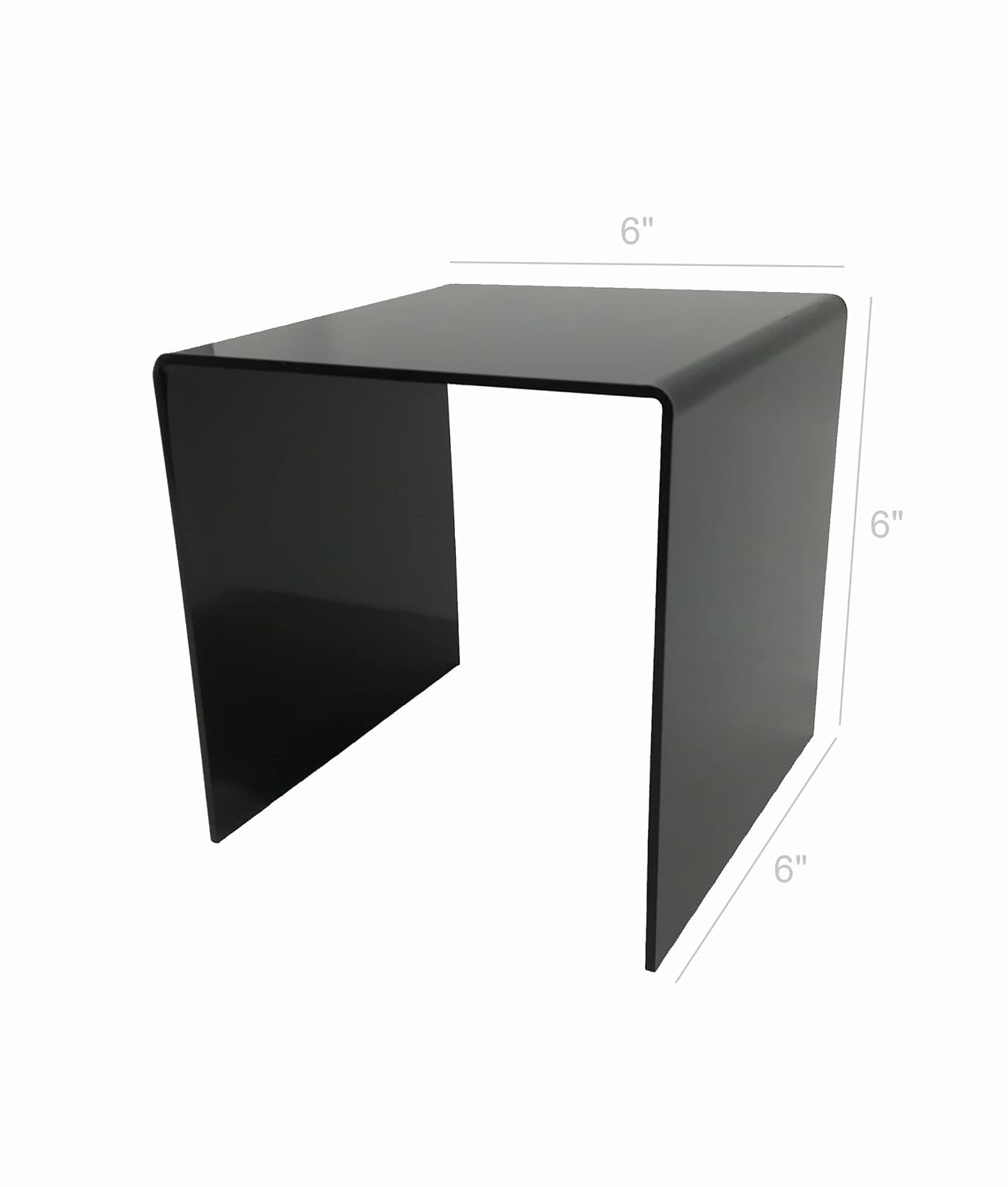 FixtureDisplays 6 Inch Cube 3-Sided Black Acrylic Display Riser