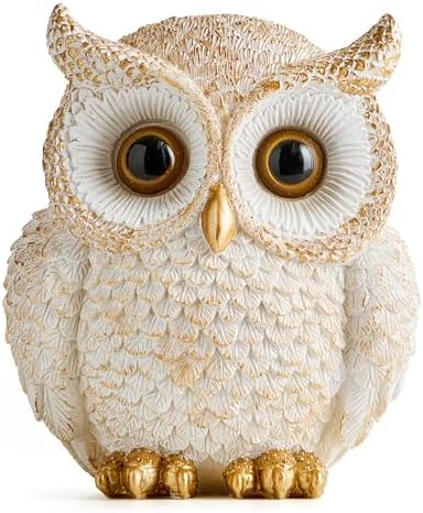 Octdays White Owl Statue - Cute Bird Figurine for Home Decor