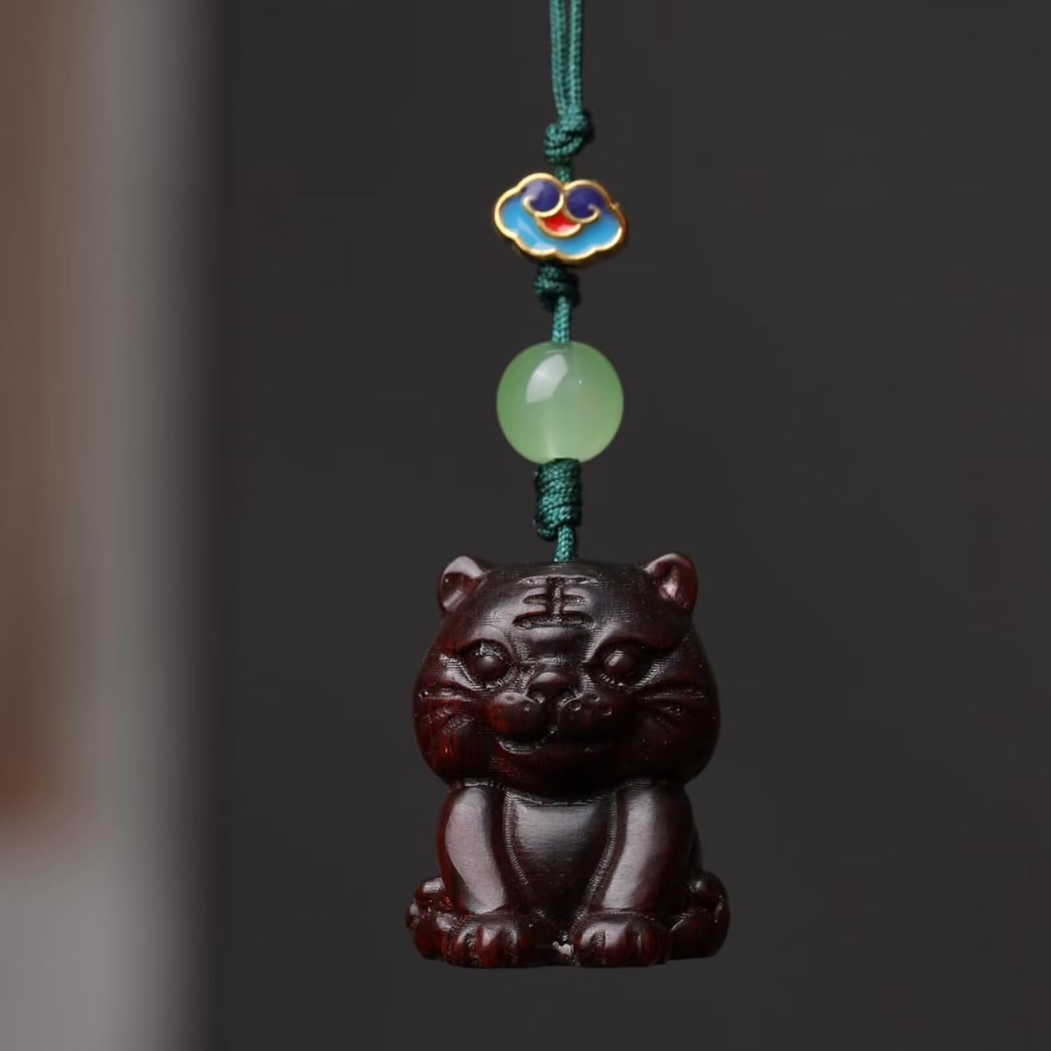 Tiger Wood Carving Home Decor Keychain Mobile