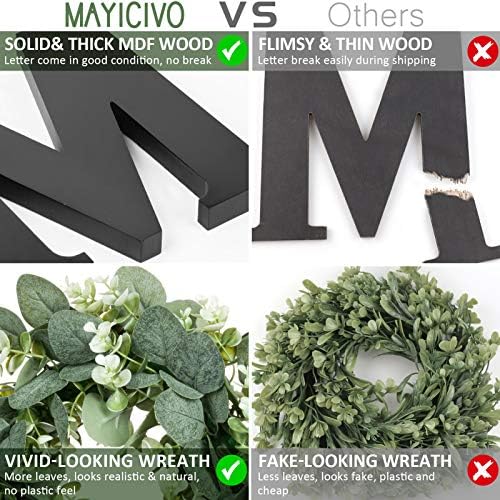 Wooden Home Sign with Wreath Wall Decor