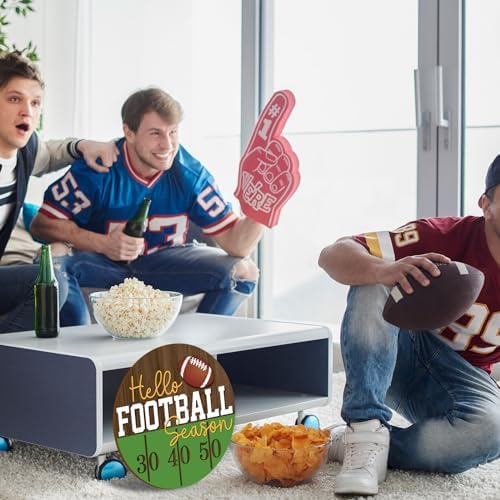 Whaline Football Wooden Wall Sign Hello Football Season Decor