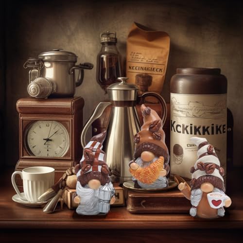 Hodao 3 Piece Coffee Gnome Decor Figurines