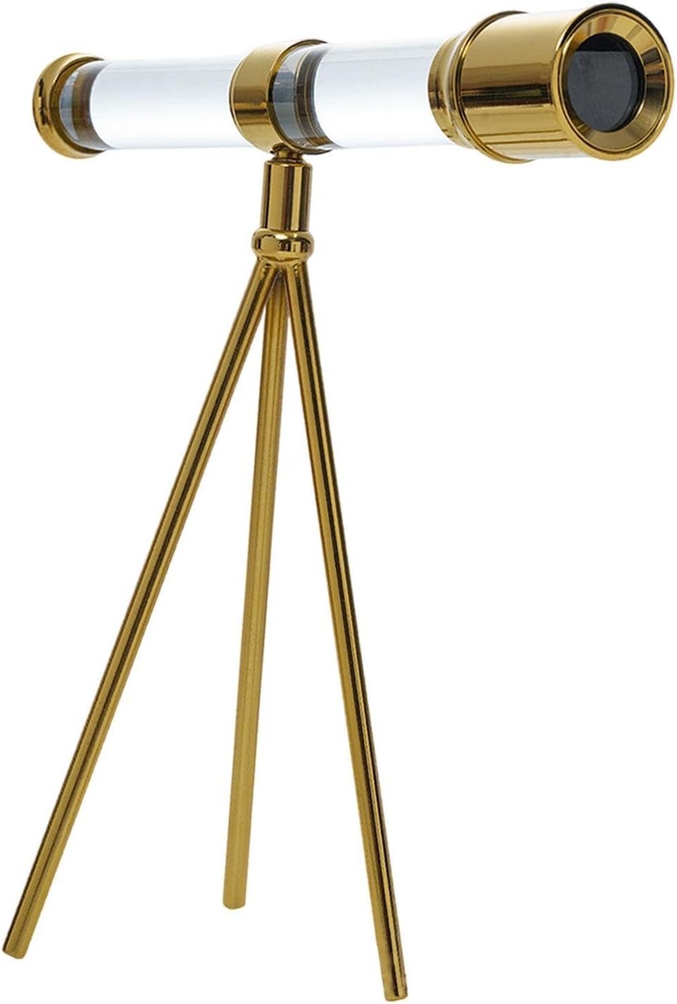 Qianly Glass Telescope with Metal Bracket Decor Statue
