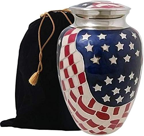 Elite American Flag Cremation Urn Metal New