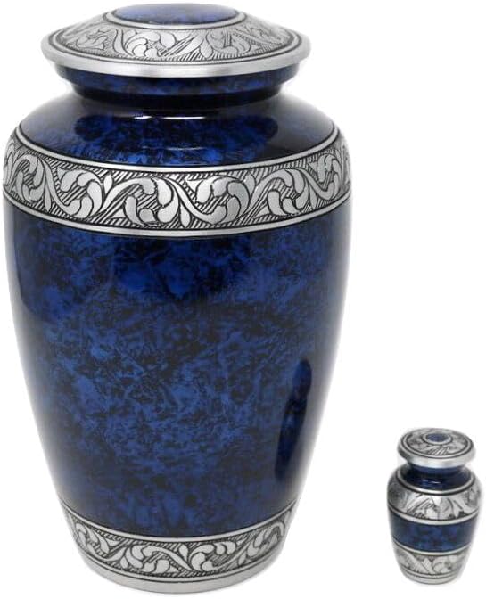 Handcrafted Classic Forest Metal Urn with Velvet Bag