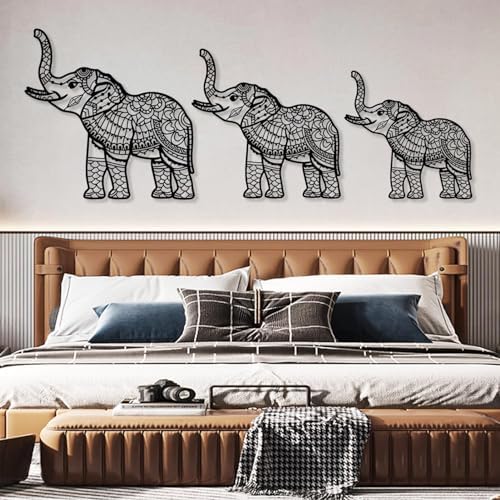 Cadeali Elephant Metal Wall Art Set of 3