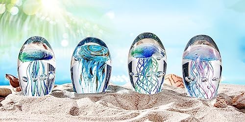 Eustuma Hand Blown Glass Jellyfish Figurine Ornament