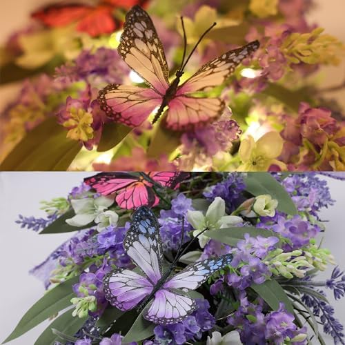 Jusdreen LED Teardrop Lavender Wreath with Butterflies