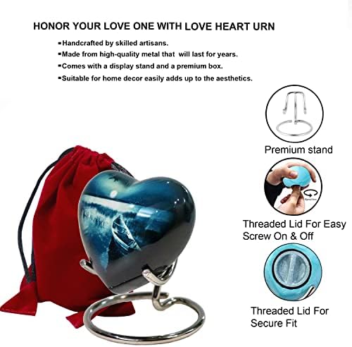 Small Heart Urns for Ashes - Complete Memorial Set