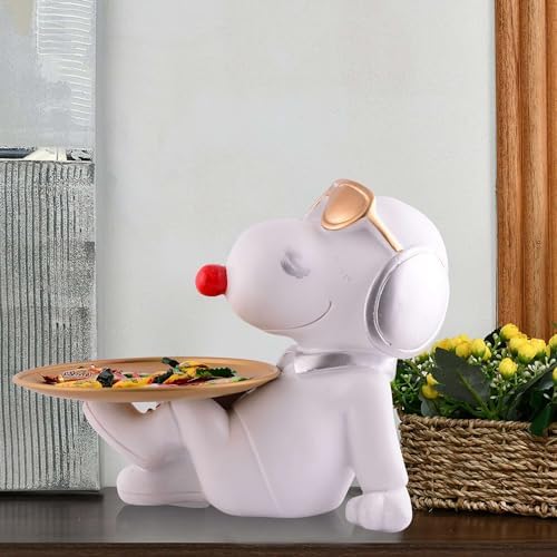White Resin Dog Statue Home Decor 8 Inches