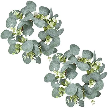 LSKYTOP 2 Pcs Eucalyptus Wreath for Kitchen Cabinet Decor
