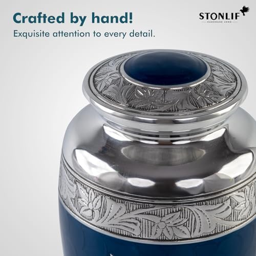 Silver Dove Cremation Urn for Human Ashes - Blue 1pc