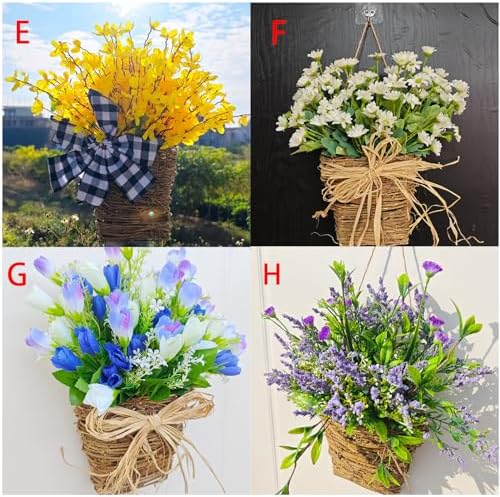 Cream Hydrangea Door Wreath with Rattan Basket