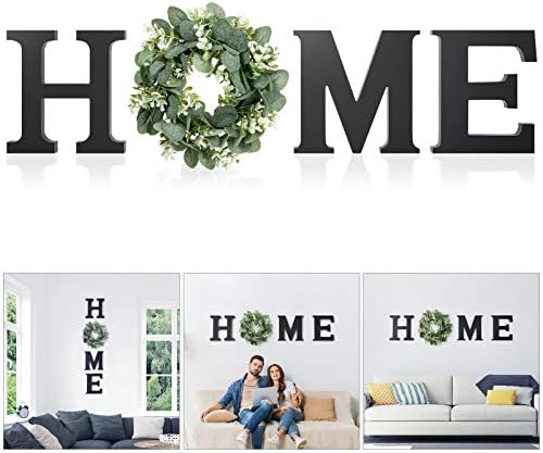 Wooden Home Sign with Wreath Wall Decor