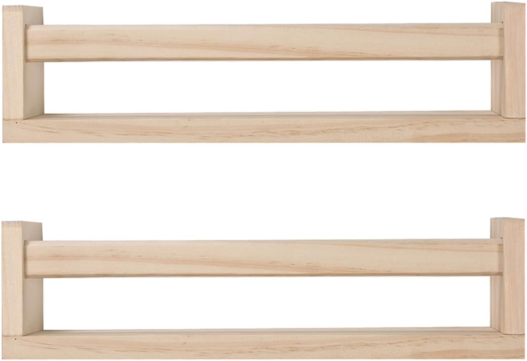 Nursery Floating Book Shelves Set of 2 Natural Wood