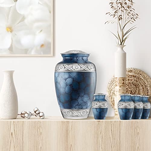 Reminded Set of 5 Decorative Cremation Urns - Blue
