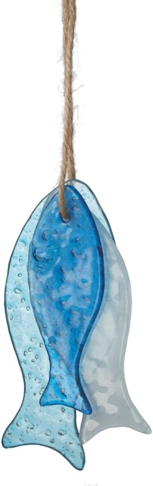Sea Glass Hanging Fish Ornaments Set of 3