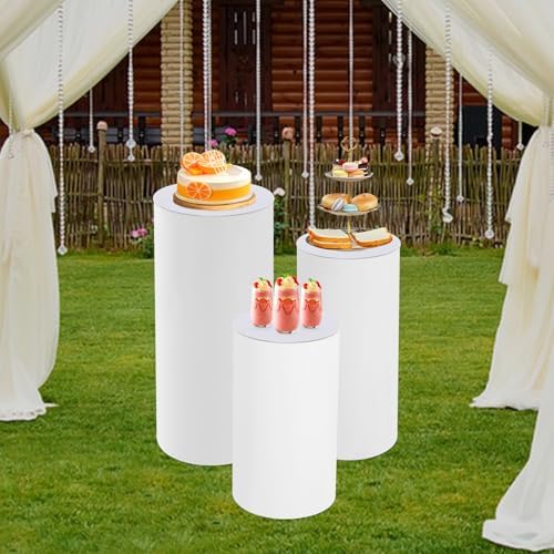 3Pcs Cylinder Pedestal Stands for Wedding and Party Decor