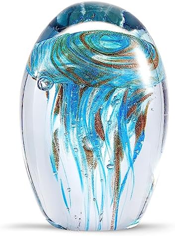 Eustuma Hand Blown Glass Jellyfish Figurine Ornament
