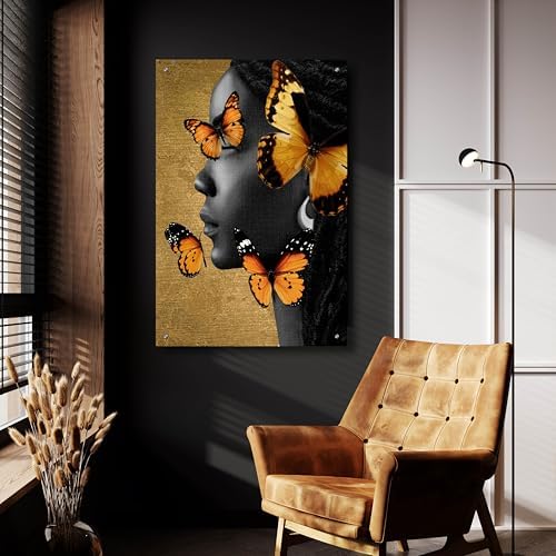 Epic Art Monochrome Golden Butterfly 1 Acrylic Wall Art 24x36