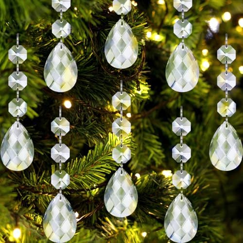 Jishi 30pk Crystal Teardrop Ornaments for Christmas Tree