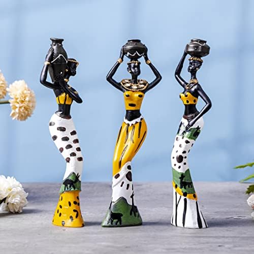 Galiyen 3 Pack African Tribal Lady Figurines Home Decor