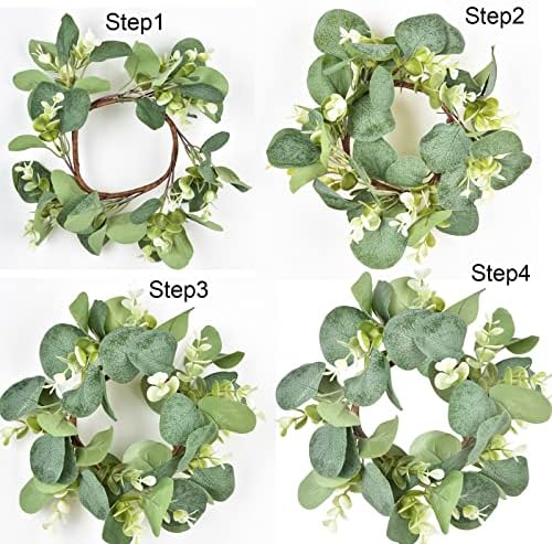 LSKYTOP 2 Pcs Eucalyptus Wreath for Kitchen Cabinet Decor