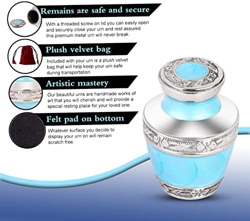 Small Urns for Human Ashes Adult Ocean Blue Keepsake Urn Set