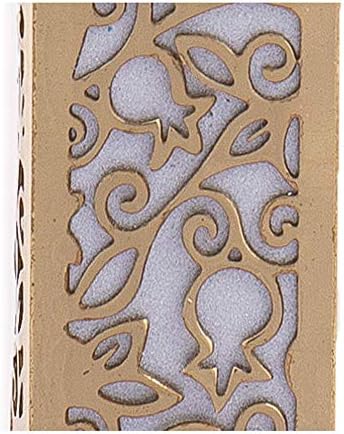 Yair Emanuel Lasercut Pomegranate Mezuzah Gray Gold Overlay