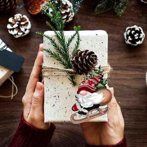 24 Wooden Gnome Christmas Ornaments for Decor