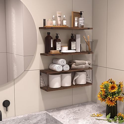 Fixwal 31 Tier Floating Shelves Over Toilet Dark Brown