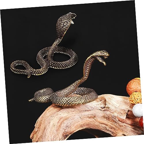 Wakauto 2pcs Brass Snake Figurine Realistic Decor