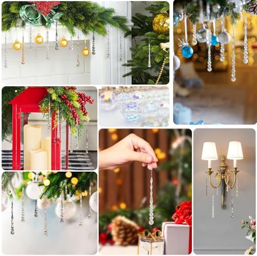 12pcs Crystal Icicle Christmas Ornaments Multicolor