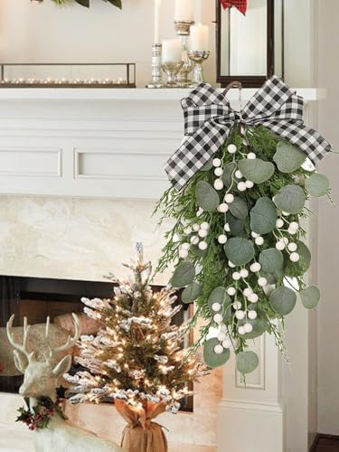 BestAlice 197 Inch Eucalyptus Swag with Bow Wall Hanging Decor