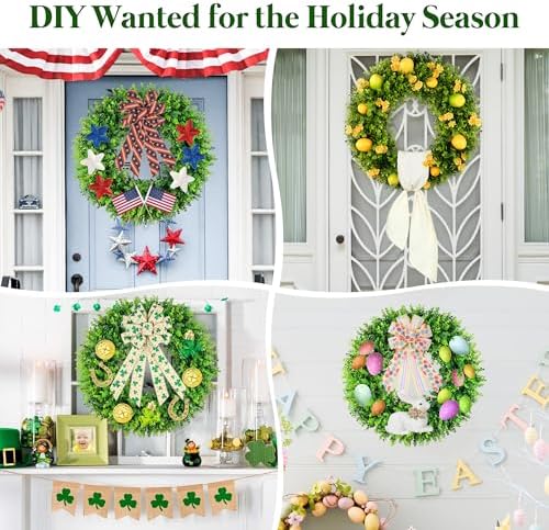 DDHS 24 Inch Artificial Boxwood Wreath for Front Door