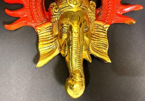 Ganesha Wall Hanging Decor 8 Inch Brass Temple Sculpture
